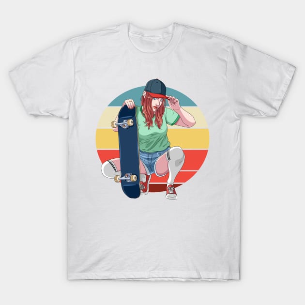 Skater Girl Skateboarding Skateboard Sk8er Woman T-Shirt by Noseking